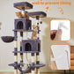 Taoqimiao Cat Tree, 71.7-Inch Cat Tower for Indoor Cats, Plush Multi-Level Cat Condo with 13 Scratching Posts, 2 Perches, 2 Caves, Hammock, 2 Pompoms,Smoky Gray MS013LG