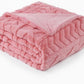 Cozy Bliss Faux Fur Throw Blanket for Couch, Jacquard Fuzzy Plush Soft Thick Winter Throw Blanket for Sofa Bed Living Room Bedroom, 50 * 60 Inches Hot Pink