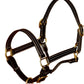 Triple Stitch Leather Horse Halter, Adjustable Design, Fancy Stitching, Solid Brass Hardware