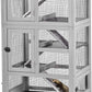 Ferret Cage Rat Cage Indoor Outdoor, Large Guinea Pig Cages with 5 Levels, Wooden Chinchilla Cage with Wheels for Hamster, Chameleon, Gerbils and Other Small Animals Anti-Chewing