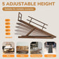 Dog Ramp for Bed, 5 Level Adjustable Dog Ramp for High Beds, Upgrade Rubber Mat High Traction Ramp with Safety Rails, Folding Pet Ramp for Bed, Couch,SUV, Natural Wood Pet Ramp for Small & Old Dogs