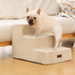 Dog Stairs for Small Dogs & Cats, 3-Step Extra Wide Non-Slip Pet Steps for Couch Sofa and Chair, Beige, 15.7" H