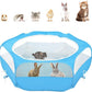 Pawaboo Small Animals Playpen, Waterproof Small Pet Cage Tent with Zippered Cover, Portable Outdoor Yard Fence with 3 Metal Rod for Chick/Kitten/Puppy/Guinea Pig/Rabbits/Hamster/Chinchillas,Light Blue