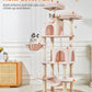 TaoqimiaoCat Tree Cat Tower for Indoor Cats, Plush Multi-Level Cat Condo with 12 Scratching Posts, 2 Perches, 2 Caves, Hammock, 2 Pompoms Jelly Pink