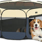 A 4 Pet Portable Dog Playpen, 49” Playpen for Dogs with Bowl, Suitable for Puppies, Kittens, and Small Animals, Removable Zipper & Mesh Panel(19”W × 12”H)
