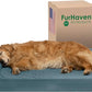 Furhaven Cooling Gel Dog Bed for Large Dogs w/ Removable Bolsters & Washable Cover, For Dogs Up to 95 lbs - Pinsonic Quilted Paw L Shaped Chaise - Bluestone, Jumbo/XL