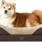 EHEYCIGA Memory Foam Dog Bed for Large Sized, Orthopedic Dog Sofa with Sides and Waterproof Liner, Washable Bolster Pet Bed Couch with Removable Cover, 36x27x7 Inch, Brown