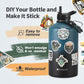 One Gallon Water Bottle Insulated with DIY Stickers, Triple Wall Vacuum Cold for 48 Hrs Leak-proof Non-BPA, 128oz Large Sports Stainless Steel Water Jug with Paracord Handle Straw Spout Lids