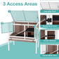 Guinea Pig Cage with Wooden Stand,Indoor Rabbit Hutch with 2 Stories,Hamster Cage with Anti Chew Ramp,Hideout, Platform, Pull Out Tray (Brown)