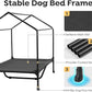 Veehoo 47" Dog House, 2-in-1 X-Large Dog House Outdoor Indoor Weatherproof, Outside Elevated Dog Cot Bed Dog Tent Shade, Three-Sided Breathable Mesh Windows and Sunshades, CWC2435CP