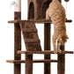 MWPO 63.8 inches Multi-Level Cat Tree for Large Cats with Sisal-Covered Scratching Posts, Padded Platform, Hammock and Condo,Stable Cat Tower Cat Condo Pet Play House (Brown)