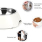 Elevated Dog Bowls Set - Non-Slip Raised Pet Feeder with Medium (10 oz) & Large (20 oz) Stainless Steel Bowls - Includes Durable Resin Stand for Puppies, Adult Dogs & Cats - White