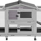 Aivituvin Rabbit Hutch 93.7" Large Rabbit Cage Indoor Outdoor Guinea Pig Cage Chicken Coop on Wheels Bunny Cage with 4 Deep No Leakage Pull Out Tray,Waterproof Roof