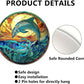 Lygond Metal Sign Tin Sign Circular Stained Glass Dolphin Gardening Decor Gift for Bar 12×12 Inches