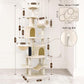 Globlazer Artistic Curved Cat Tower for Small Cats (Under 12 lbs), 81-inch Slim Design Cat Tree with Space-Saving Design, Indoor Cat Condo with Hammock & Tunnel, C81, Beige, Non-Large Cats