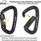 BEIFENG 25KN Auto Locking Carabiner - UIAA Certified Heavy Duty Climbing Carabiners for Rock Climbing, Camping, Rappelling, Hunting, Rescue Equipment - Professional Carabiner Clips (Black)