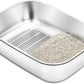 Stainless Steel Sifting Litter Box with Lid, Metal Litter Pan with Scoop for Big Cats Multi Cat, Extra Large Cats Litterbox Odor Control, Easy Clean (23*16.5*16.5inch-with Enclosure, X-Large)
