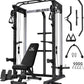 Power Cage, 2000LBS Multi-Function C21 Power Rack with Dual Pulley Cable Crossover System, All-in-One Squat Rack with More Training Attachments