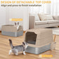 Stainless Steel Litter Box with Lid, XL Extra Large Cat Litter Box, Enclosed Metal Litter Pan with High Sided Enclosure & Scoop, Anti Leakage, Easy to Clean, Odor Control(Khaki)