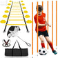 Speed & Agility Training Equipment-20ft Agility Ladder, 6 Poles, 12 Soccer Cones, Resistance Parachute, Jump Rope, Soccer Football Basketball Sport Training Set for Kids Youth Adults