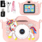 Kids Camera Toys,48MP Dual Lens with 64G SD Card and Cartoon Soft Cover for 3-8 Year Old Girls Boys (PinkDJS)
