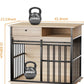 35.5" Dog Crate Furniture, Wooden Dog Crate Furniture for Medium Small Dogs, Wooden Dog Kennel End Table with Drawer and Open Shelves, Sliding Door Dog Kennel Furniture