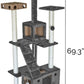 Furhaven 69.3" Tall Cat Tree for Indoor Cats, Ft. Sisal Scratching Posts, 2x Cat Condos, & Toys - Tiger Tough Double Decker Interactive Playground Tower - Silver Gray, One Size