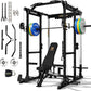 GXMMAT X6 Power Cage, 2200LB Multi-Function Power Rack with Independent Dual Aluminum Pulley System, Squat Rack for Home Gym Strength Training Equipment, Heavy-Duty Steel Construction