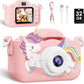 Kids Camera, Toys for Toddlers Age 3-8 Year Old Girl Christmas Birthday Gifts, Children Digital Camera with Cartoon Soft Silicone Cover and 32GB Card (Sakura Pink)