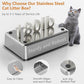 Stainless Steel Cat Litter Box with Lid, XL Extra Large Litter Box for Big Cats, Enclosed Removable Metal Litter Boxs with High Sided Enclosure & Scoop, Anti-Leakage, Non-Sticky, Easy Cleaning(Grey)