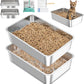 Stainless Steel Sifting Litter Box with Lid, Metal Litter Pan with Scoop for Big Cats Multi Cat, Extra Large Cats Litterbox Odor Control Easy Clean (23*15.4*6.9inch-Without Enclosure, X-Large)