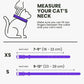 BRONZEDOG Leather Cat Collar with Removable Bells Non Breakaway Kitten QR Tag for Girl Boy (7" - 9" for Cats, Purple & Gold)