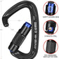 BEIFENG 25KN Auto Locking Carabiner - UIAA Certified Heavy Duty Climbing Carabiners for Rock Climbing, Camping, Rappelling, Hunting, Rescue Equipment - Professional Carabiner Clips (Black)