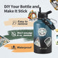 64 oz Insulated Water Bottle with Straw (Cold for 48 Hrs), Half Gallon Stainless Steel Triple Wall Vacuum Sports Water Jug, Leakproof Hydro Cup Flask with Straw Spout Lids & DIY Stickers