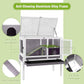 GUTINNEEN Indoor Guinea Pig Cage Rabbit Hutch with Chew-Proof Ramp, 2-Story Wooden Bunny House with Pull-Out Trays & Leakproof PVC Layer, Small Animal Cages with Detachable Legs (Gray)
