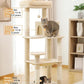 Cat Tree for Large Cats Adult with Metal Plush Big Hammock, 56.3" Cat Tower with 2 Door Condo House, 6-Tier Cat Shelves with Scratching Posts and Large Top Perch, Beige