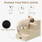 Dog Stairs for Bed 18.5" H, 4-Step Dog Steps for Small Dogs and Cats, Indoor Non-Slip Balanced Pet Stairs are Suitable for Puppy, Older Cat,Beige