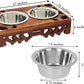Elevated Pet Feeder for Dogs and Cats - Hand Carved Wood Bones Raised Dog Bowl Stand - Pet Feeding Stand with Two Steel Bowls - Raised Dog Bowl for Food Water - Pet Feeding Station -17x11x4- IRONGATE