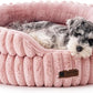MEWOOFUN Washable Small Dog Bed, Cat Beds for Indoor Cats with Anti-Slip Bottom, Round Pet Bed for Puppy and Kitten (Pink, 24"x24"x9")