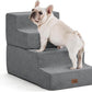 Dog Stairs for High Bed, Dog Steps for Bed Couch Sofa, 35D Foam Extra Wide Pet Steps for Small Dogs and Cats, Pet Stairs with Non-Slip Bottom Grey, 2 Steps