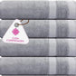 CASA COPENHAGEN Solitaire Towels, 4 Pieces Bath Towel Set- Grey Violet, 600 GSM Designed in Denmark Made of Soft Egyptian Cotton for Bathroom, Kitchen & Shower
