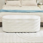 Storage Teddy Ottoman Bench Upholstered Fabric Storage Bench End of Bed Stool with Safety Hinge for Bedroom, Living Room, Entryway, Closet(44.5", White)