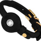 OOPSDOGGY Rolled Leather Dog Collar with Airtag Holder (Black, XS, 8"-11")