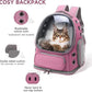 Cat Backpack Carrier, Breathable Cat Carrier Large Space Bubble Pet Backpack for Kitty Small Dog up to 15lbs, Transparent & Foldable Pet Carrier for Travel Hiking（Pink）