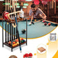 Billiards Pool Stick Holder - Pool Cue Rack Floor Stand & Ping Pong Paddle Holder Hardwood Pool Cue Holder for 12 Cues Sticks Pool Table Accessories Organizer (Brown)