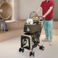 Double Pet Stroller for Dogs and Cats, Foldable Dog Stroller Travel Carriage with Detachable Carriers, Safety Belts, and 4 Lockable Wheels for Small to Medium Pets (Dark Green)