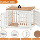 38" Heavy Duty Dog Crate Furniture for Small,Medium and Large Dogs,Rustic Wooden Dog Cage Kennel Indoor Furniture with Waterproof Top,Decorative Pet House Side End Table (White & Wood)