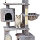 Hoopet 70-Inch Large Cat Tree for Multiple Cats Cat Tower with 2 Condos, Scratching Posts, Hammock & Platform, Plush Perch for Indoor Activity Relaxing Easy Assembly Grey