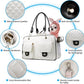 Soft-Sided Pet Travel Carrier Airline Approved for Pet Small Dog and Cat Collapsible, White Shiny Patent Leather
