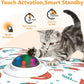 Interactive Cat Toys Rechargeable: Moving Concealed Feathers with Chime - Hide and Seek Toys,Touch Cat Kitten Toy Exercise Toys for Indoor Bored Adult Cats,White